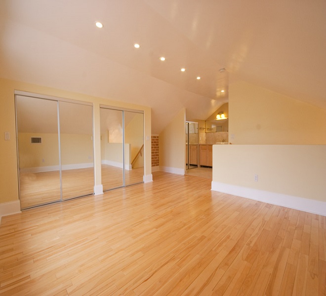 basement room with potlights
